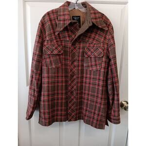 The American Male Vintage 70's Wool Flannel Plaid Lined Shirt Size 44 EUC